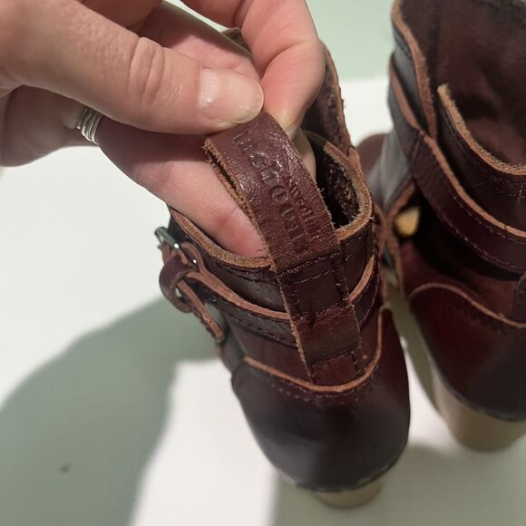 Hasbeens JODHPUR Cherry Brown Leather Clog Wood Heeled Ankle Boots Size 37 FAIR - Picture 8 of 14